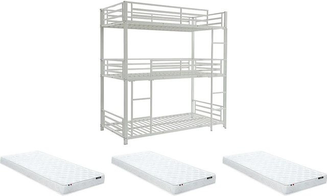 Vente-unique Etagenbett Elouan für Kinder aus Metall in Weiß B/T/H: 90 x 190 x 205 cm - Bild 1