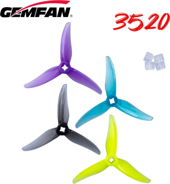 Gemfan Hurricane 3520 FPV-Propeller 3-Blatt für 3 Zoll Racing Drones, 2 Paar, Blau/Mehrfarbig - Bild 1