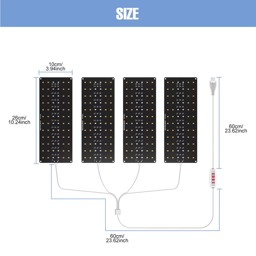 CanLing Vollspektrum Quantum Board LED Pflanzenlampe mit Timer für Kaktus, Gemüse und Obst, DC5V USB Anschluss - Bild 4