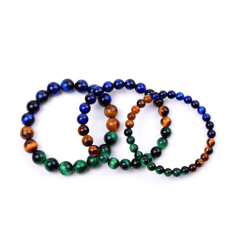 Armband, Natürliches Tigerauge Grün Gelb Blau, Unisex - Bild 2