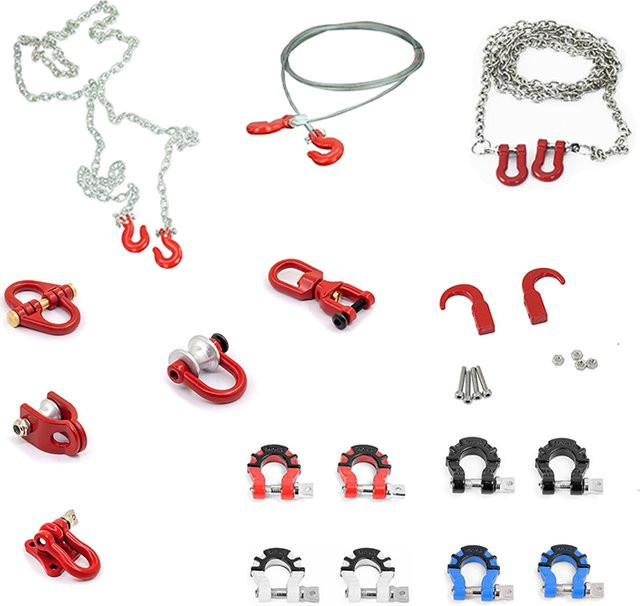 Redcat RC Auto Metall Anhänger Abschlepphaken Kette, Zubehör, Rot - Bild 1