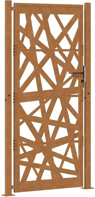vidaXL Gartentor aus Cortenstahl in Braun, B/H: 110 x 205 cm - Bild 1