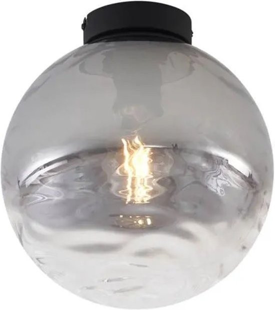 QAZQA Design Deckenleuchte Schwarz mit Glas Pillon in Rauchverlauf-Optik - Bild 1