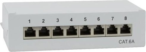 LogiLink Patch Panel CAT 6a mit 8 RJ-45 Ports für Ethernet/LAN, Hellgrau - Bild 1