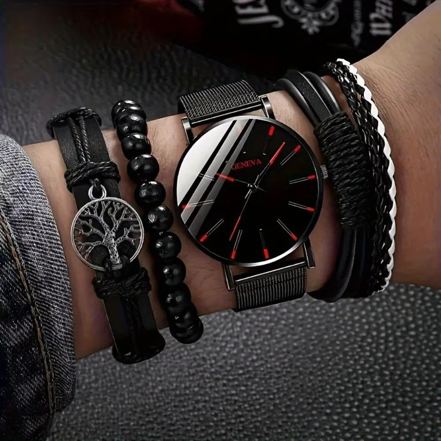 RUNERR Armbanduhr-Set, Quarz, Edelstahl, Schwarz, Herren - Bild 3