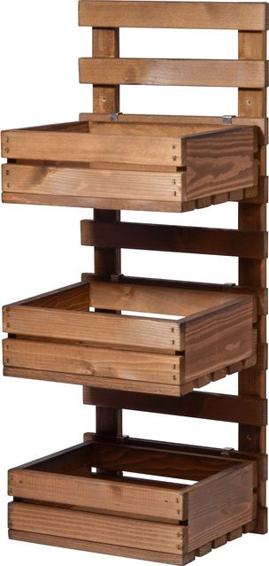 dobar 3-stufiges Wandregal aus Holz in Braun mit verstellbaren Regalböden für den Garten - Bild 1