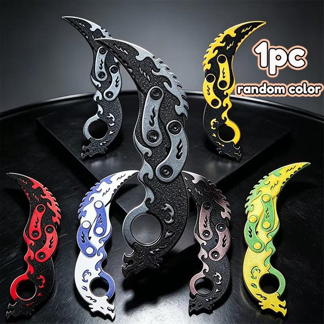 Binchi Outdoor Equipment Schwerkraft-Klapp-Klaue Messer, Karambit Fidget Spielzeug, Plastik, gray - Bild 1