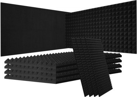 VEVOR Akustik-Schaumstoffpaneele im 4er-Pack, Pyramidendesign zur Schalldämmung für Studio Wand und Decke, Schwarz, B/H/T: 121,92 x 60,96 x 5,08 cm - Bild 1