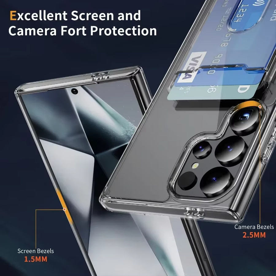 Transparente Samsung Galaxy Schutzhülle mit Kartenhalter für Galaxy S24 S23 S22 S21 Plus und Note 20 Ultra, stoßfeste Abdeckung - Bild 5