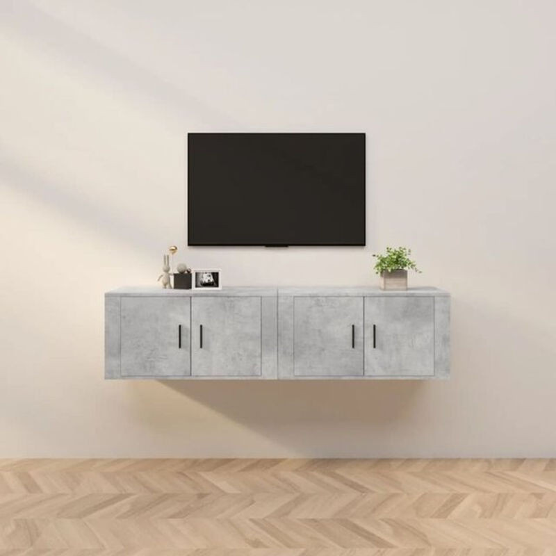 Vidaxl TV-Wandschränke 2er-Set in Grau mit Drehtüren, Modernes Design aus Holzwerkstoff und Betonoptik, B/T/H: 80 x 34,5 x 40 cm - Bild 1