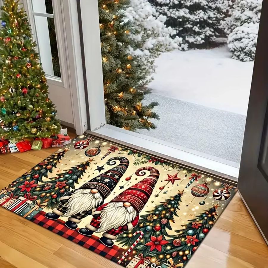 VIKAMA Weihnachtliche Fußmatte mit Santa Claus Muster für Eingang, Flur und Balkon - Bild 3
