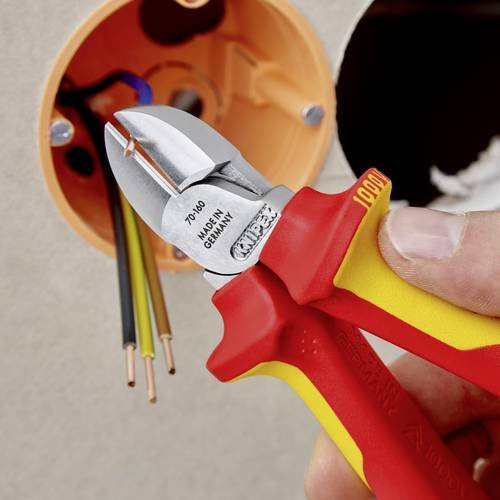 Knipex VDE Seitenschneider mit Facette 70 06 160, isoliert, verchromt, Länge: 160 mm - Bild 1