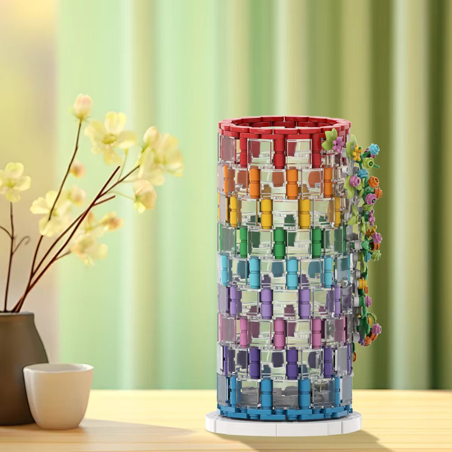 Gobricks MOC Blumenstrauß Vase Baustein Set Multicolor als kreatives Lernspielzeug und Dekoration - Bild 3