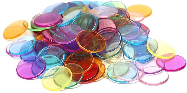 Beautiful Space Bingo-Chips, 100 Stück, bunt, aus Kunststoff - Bild 1