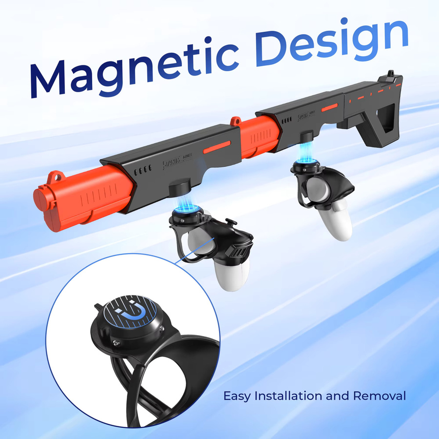 DEVASO VR Games Gunstock für Meta Quest 3 und Quest 3S, Magnetischer FPS Shooter Controller-Griff in Schwarz - Bild 2