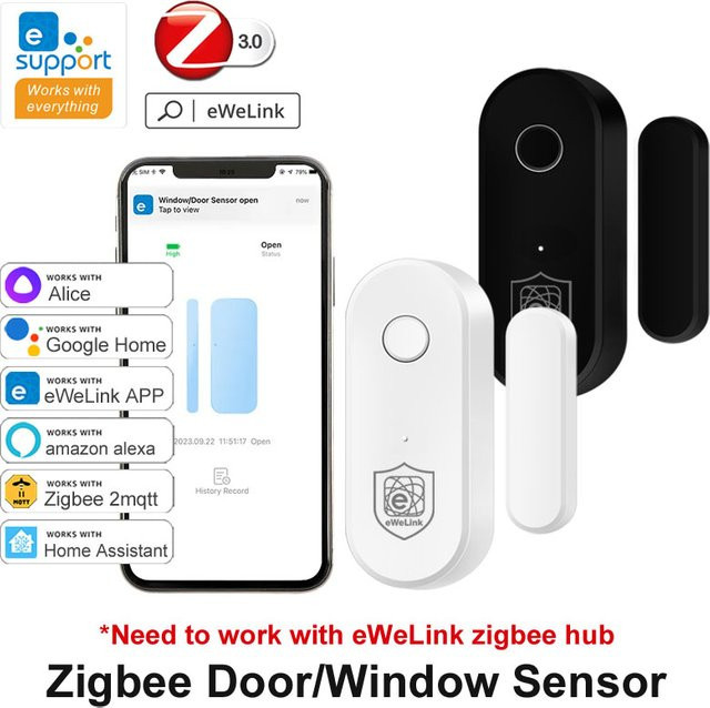 Earykong Zigbee Türsensor und Fenster-Öffnungsdetektor für dein Smart Home in Schwarz, kompatibel mit Sonoff Gateway, Alice und Yandex - Bild 1