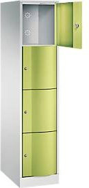 C+P Schließfachschrank Resisto mit 4 Fächern und 1 Abteil, Lichtgrau/Clowngrün, B/T/H: 39,6 x 64,0 x 195,0 cm - Bild 1
