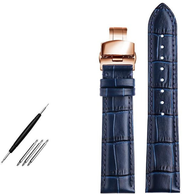 Uhrenarmband Leder, Blau, 21mm, Unisex - Bild 1
