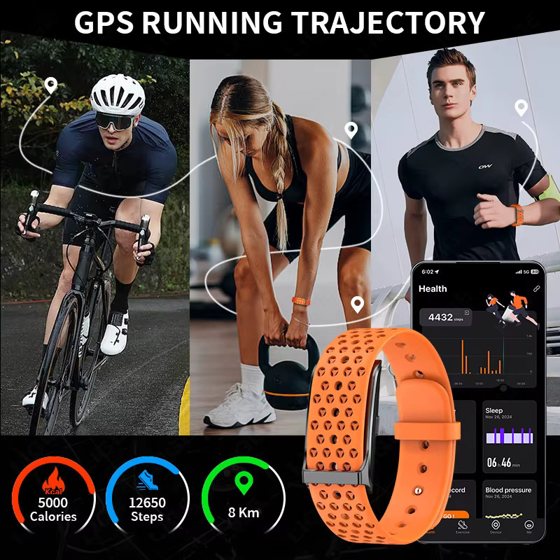 LIGE Smartarmband in Orange mit Anruf-Erinnerung, Schlaf-Tracking und Herzfrequenz- sowie Blutdruck-Monitor für Sport und Fitness, Unisex - Bild 2
