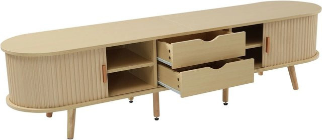 Merax TV Lowboard Modern in Walnuss mit 2 Schubladen, B/T/H: 170 x 40 x 42 cm - Bild 1