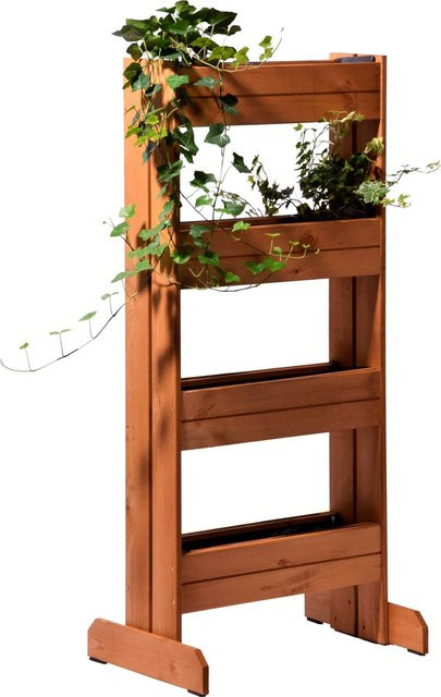 Dobar Vertikalbeet aus Nadelholz mit 4 Pflanzkästen in Bernsteinfarben, H x B x T: 125 x 55 x 40 cm - Bild 1