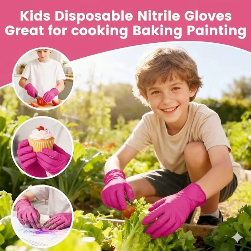 INMAICH Nitril-Einweghandschuhe für Kinder in Blau und Pink, latexfreie Reinigungshandschuhe zum Basteln, Malen und Gärtnern für 6- bis 15-Jährige - Bild 6