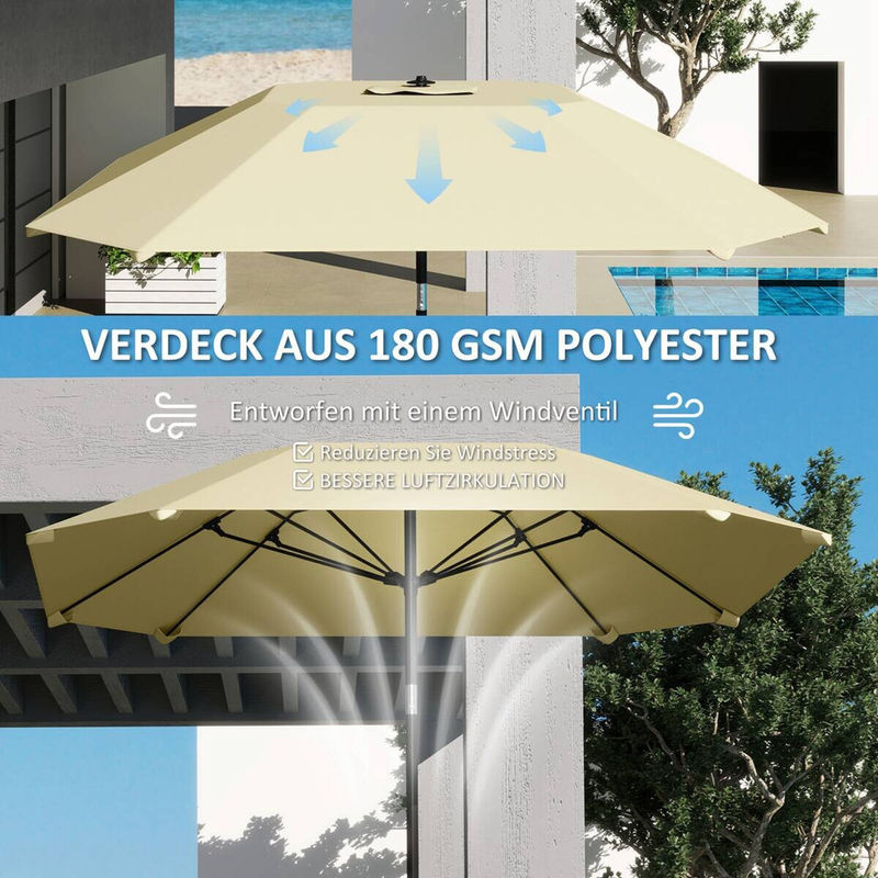 Outsunny Sonnenschirm aus Aluminium und Polyester in Beige, B/H/T: 233 x 240 x 233 cm - Bild 3