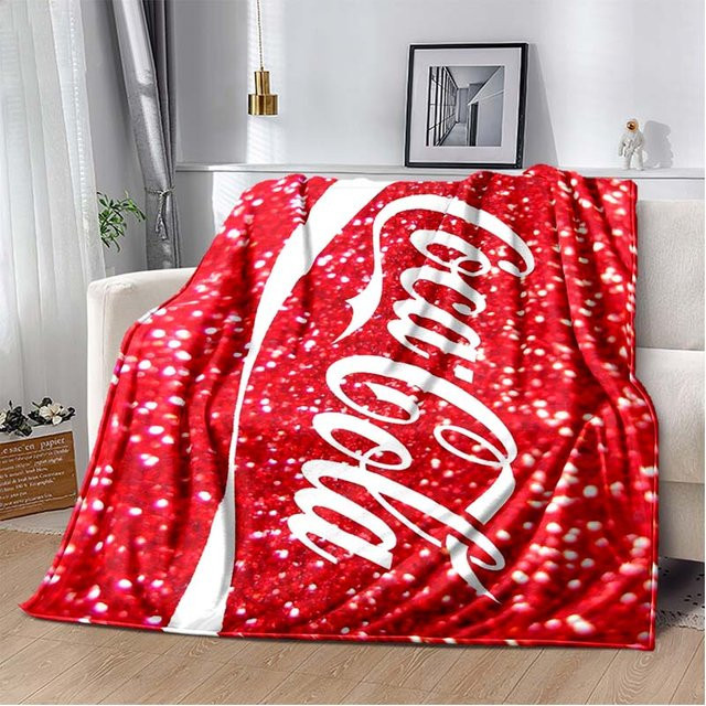 LOLO IU Coca-Cola Logo Flanelldecke, weiche Kuscheldecke in Grau und Rot, Breite: 80 cm, Länge: 120 cm - Bild 1