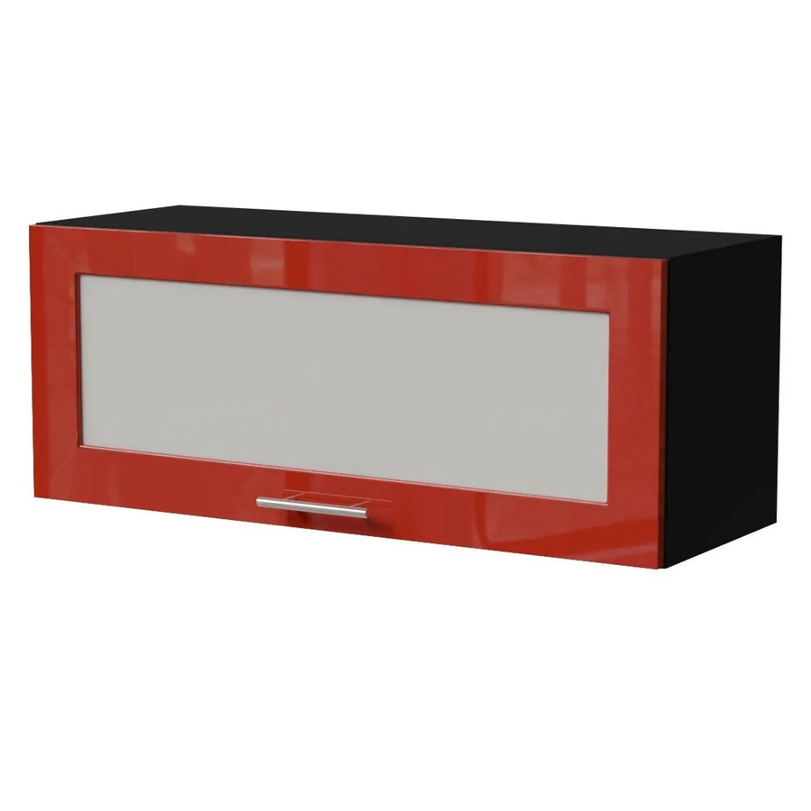 Feldmann-Wohnen Klapphängeschrank Brerra W4BS/90 WKF in Schwarz und Karminrot Hochglanz mit Glastüren und Soft-Close, B/T/H: 90 x 32,5 x 36 cm - Bild 2