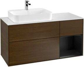 V&B Finion Waschtischunterschrank mit LED-Beleuchtung und Regalfach, Wandmontage, Weiss - Bild 1