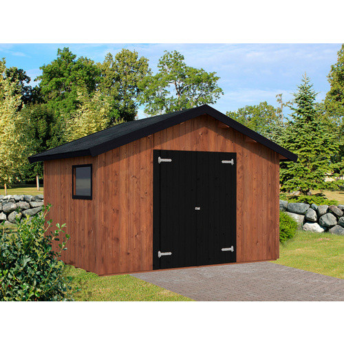 Palmako Nils Holz-Gartenhaus aus Fichte in Braun mit Satteldach und Boden B/H/T: 392 x 259 x 239 cm - Bild 2