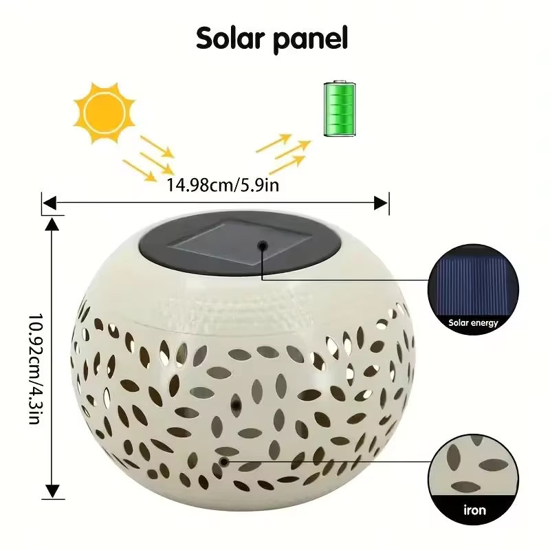 Leclstar Solar-LED-Gartenlaterne aus Metall in Weiß mit warmweißem Licht für Garten und Terrasse - Bild 5