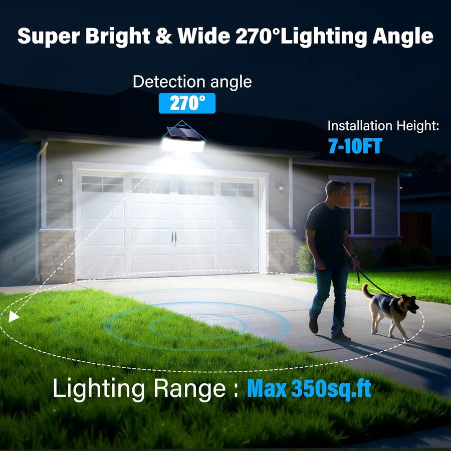 Swiatla Solar-Flutlicht mit 448 LED, IP65 wasserdicht, Solar-Straßenlaterne mit Bewegungsmelder und Fernbedienung für den Außenbereich - Bild 2