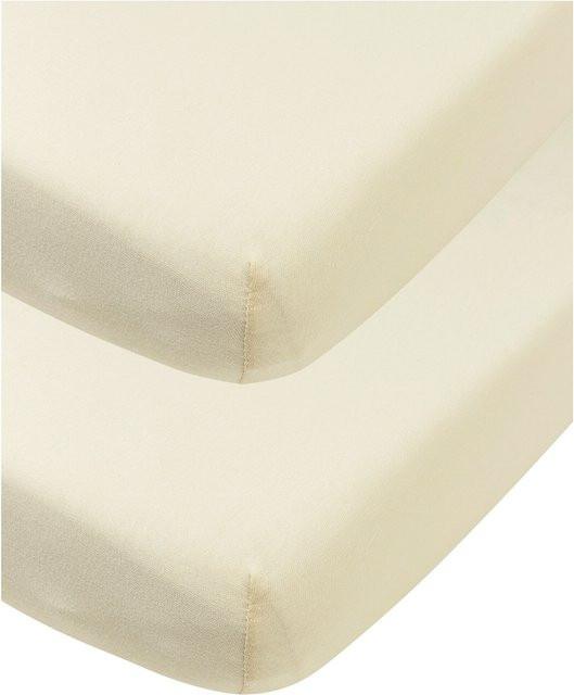 Meyco Baby 2er-Pack Jersey-Spannbetttücher aus Baumwolle in Weiß und Beige, B/T: 70 x 140 cm und 70 x 150 cm - Bild 1