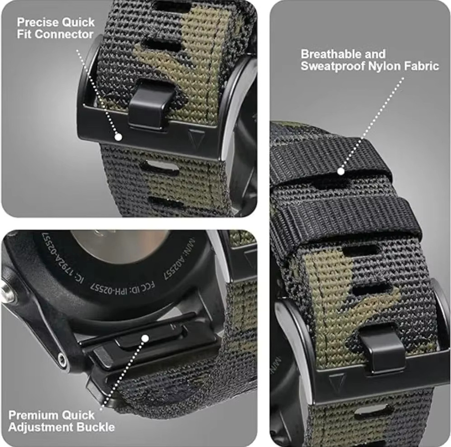 Nylonarmband Garmin, 22 mm, 26 mm, Schwarz, Unisex - Bild 4
