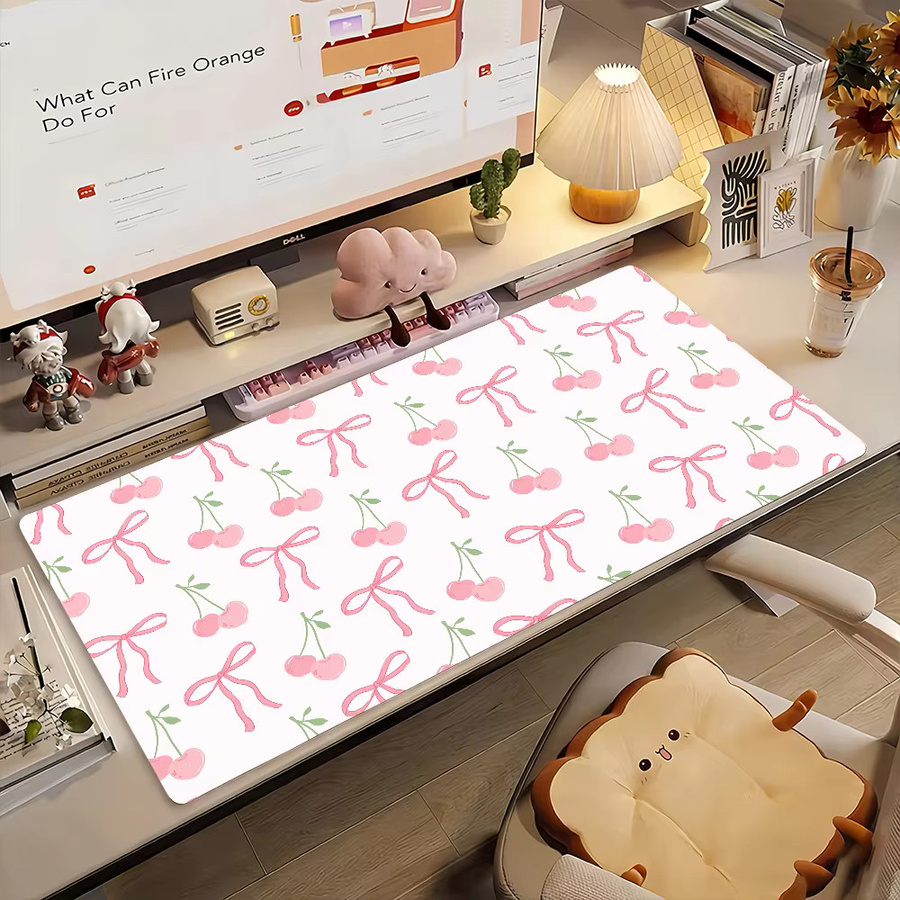 XXL Blumenmuster-Mauspad mit Schleife in Multicolour, rutschfeste Schreibtischunterlage für PC und Laptop - Bild 2