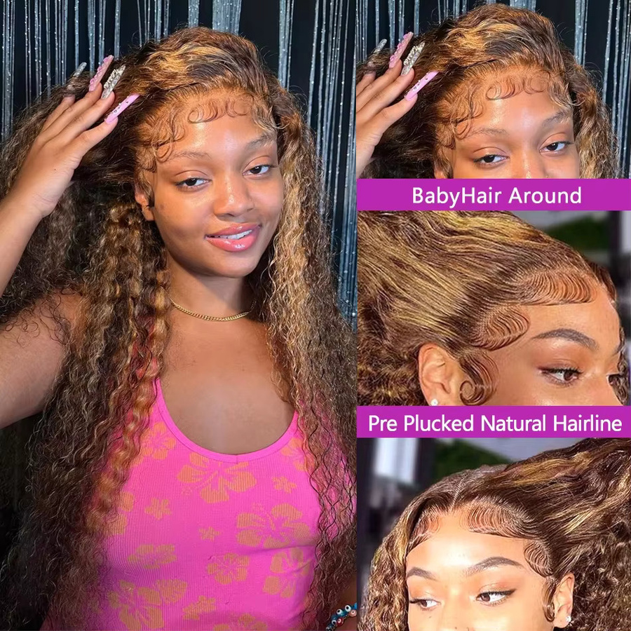UVEOUS Echthaarperücke Deep Wave, P4/27 Ombre Highlight, Damen - Bild 3
