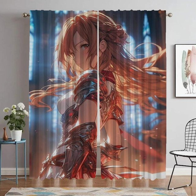 CSMY Vorhangset Sword Art Online Design, 2er-Pack, Mehrfarbig, B: 60 cm, H: 90 cm - Bild 1