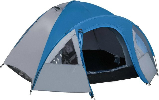Furnicato Campingzelt für 4 Personen, 4 Jahreszeiten, Blau Grau, B/T/H: 300 x 250 x 130 cm - Bild 1