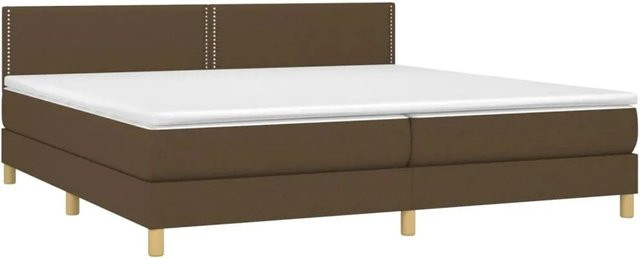 vidaXL Boxspringbett mit Matratze in Dunkelbraun, Hybridbett mit LED-Unterbettbeleuchtung und USB-Anschluss, Stoff, B/T: 200 x 200 cm - Bild 1