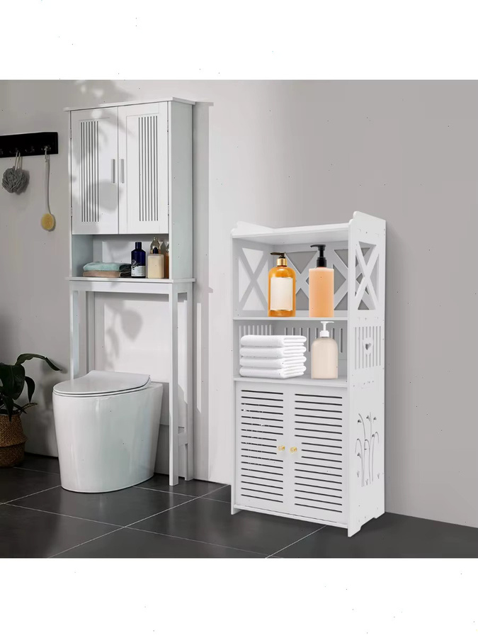 Bymaocar Badezimmer-Bodenschrank aus wasserfestem PVC in Weiß mit Belüftungsdesign, B/T/H: 90 x 40 x 25 cm - Bild 3