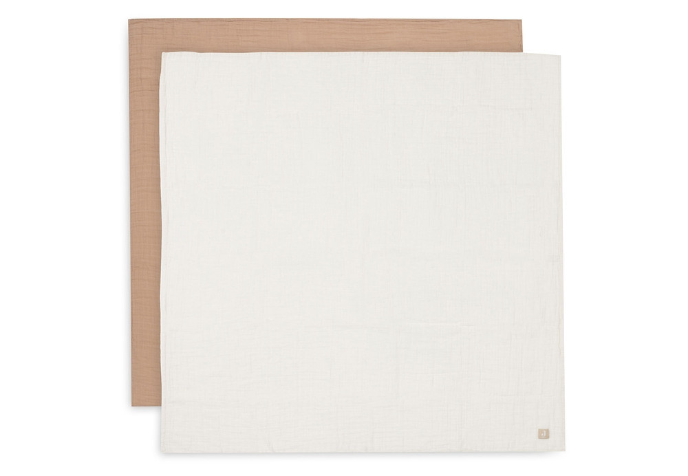 Jollein Spucktuch Hydrophil im 2er-Pack, Farbe: Biscuit/Ivory, B x B: 115 x 115 cm - Bild 1