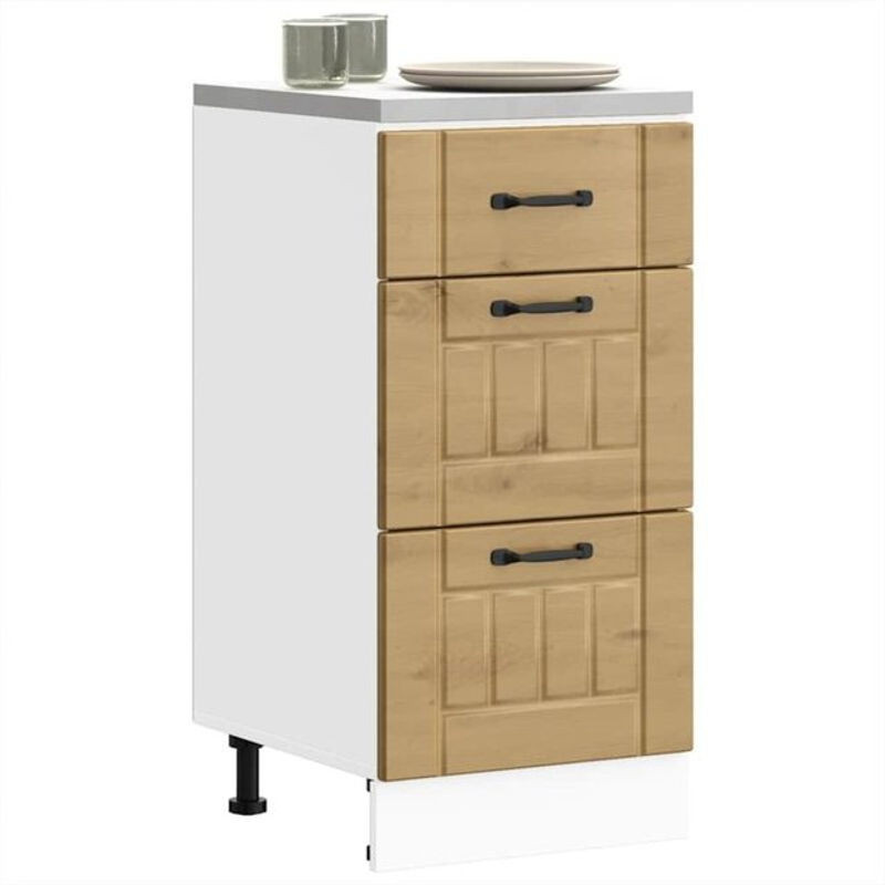 Küchenunterschrank Lucca im Landhausstil von Vidaxl aus Holzwerkstoff in Eiche Natur und Beige - Bild 1