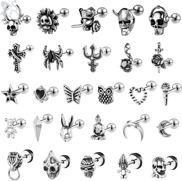 ZS Ohrstecker Edelstahl, Silber, Unisex, 16G - Bild 1