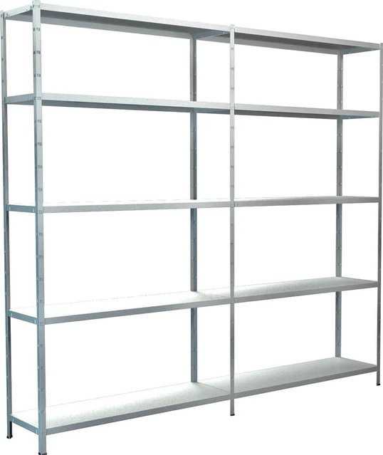 SCHULTE REGALWELT Steckregal-Set mit Anbauregal aus Metall in Weiß, 10 Fachböden, H 200 cm x B 220 cm x T 35 cm - Bild 1