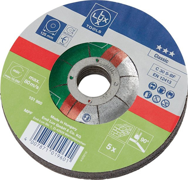 LUX-TOOLS Trennscheibe für Stein Ø 125 mm, 5 Stück, Multicolour - Bild 1