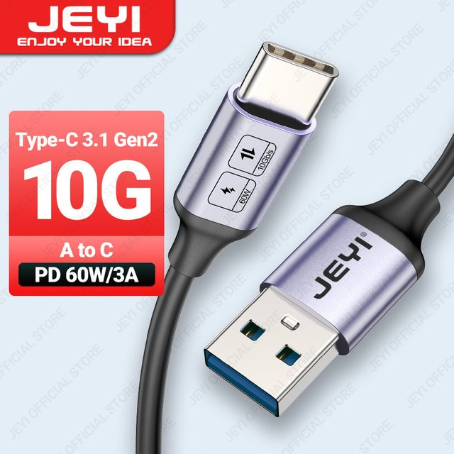 Jeyi USB-A auf USB-C Kabel mit 60W Schnellladefunktion und 10Gbps Datenübertragung - Bild 1
