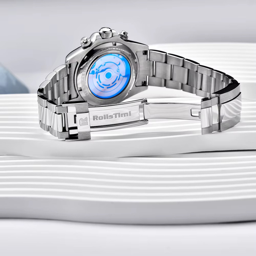RollsTimi Armbanduhr Edelstahl, Handaufzug, Saphirglas, Weiß, Herren - Bild 5