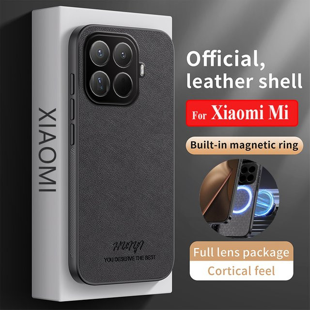 Xiaomi Silikonhülle mit matter Litschi-Ledertextur für Mi 17 Pro Max 17 Pro 17 15 Pro Ultra 15T 14T 13T 12T Pro in Schwarz oder Braun - Bild 1
