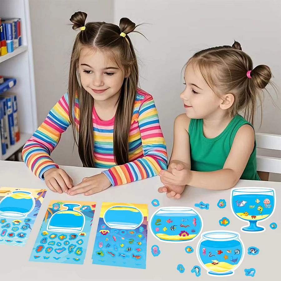 Charile Cartoon Glück Aquarium Puzzle Aufkleber, 8-teiliges Set, 16-teiliges Set - Bild 2